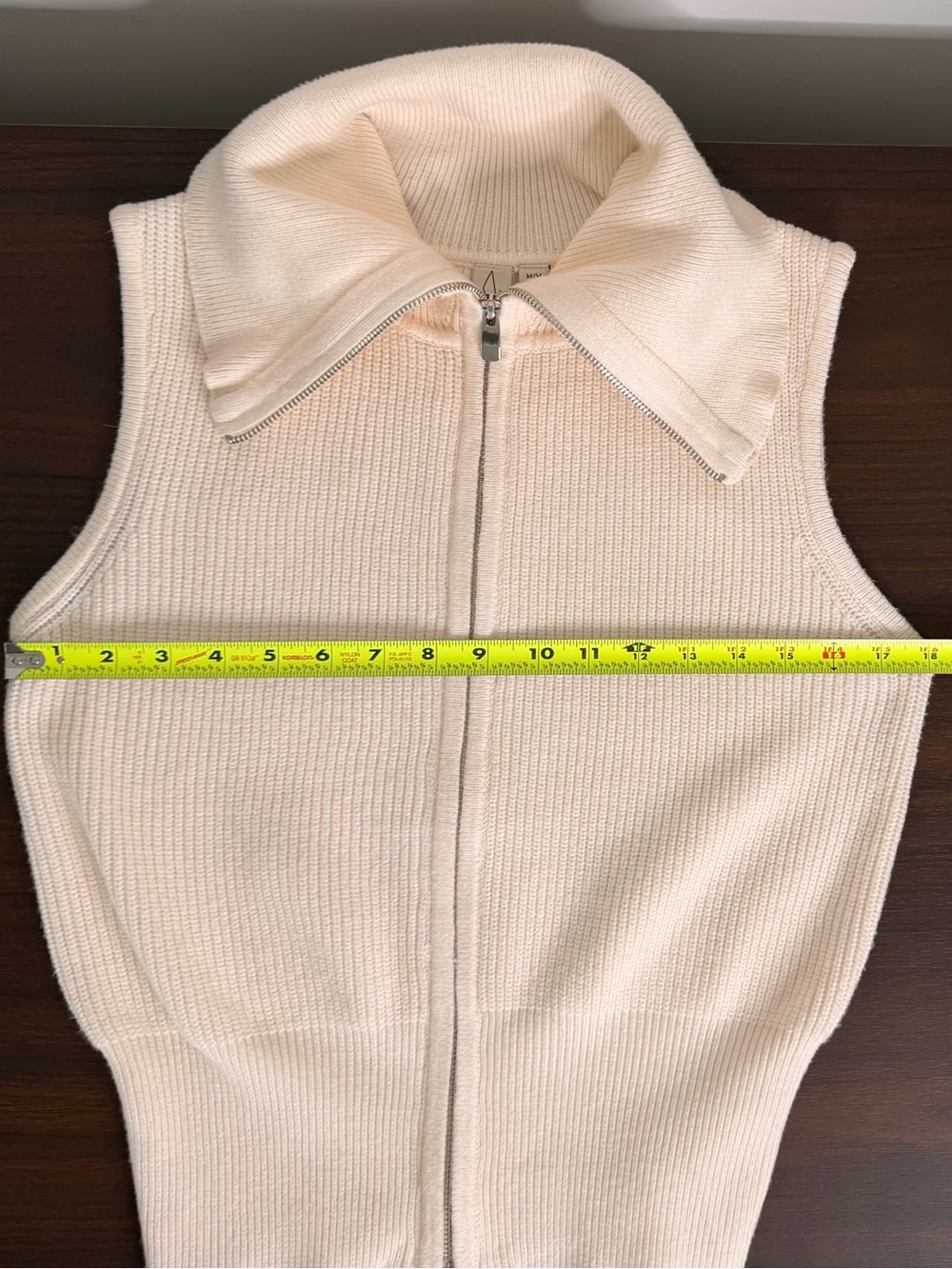Joie Cream Ribbed Zip Front Sleeveless Sweater Vest M - Picture 12 of 13